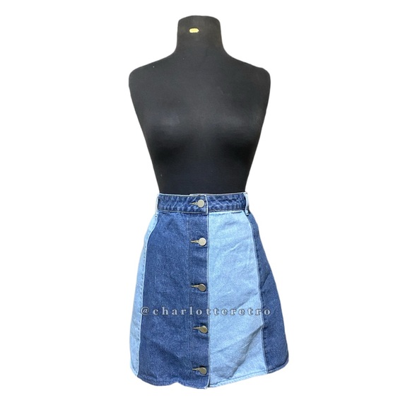 Denim Paneled Mini Skirt - Picture 5 of 5